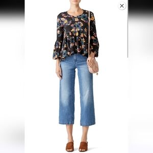 Nicole Miller Vintage Floral Ruffle Sleeve Blouse